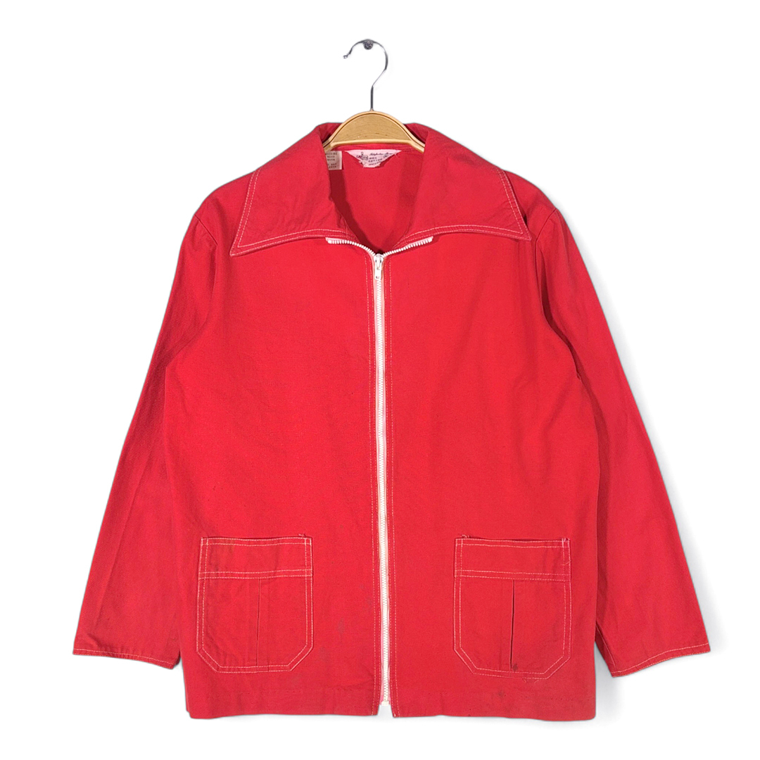 【送料無料】70s Kマート 日本製 コットンジャケット ヴィンテージ ワークジャケット ダック地 赤色 レッド KMART サイズM相当 DZ9043拍卖