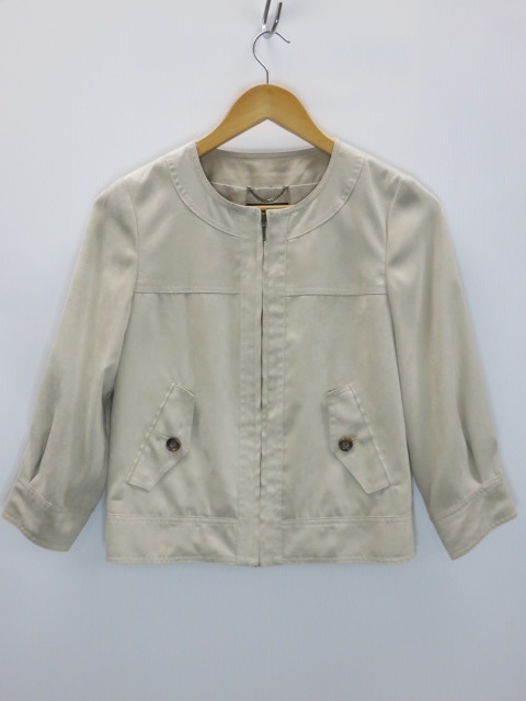 【中古品】 23区 レディース ショート丈 ジャケット スエード調 ベージュ 38表記 〇YR-13422〇拍卖