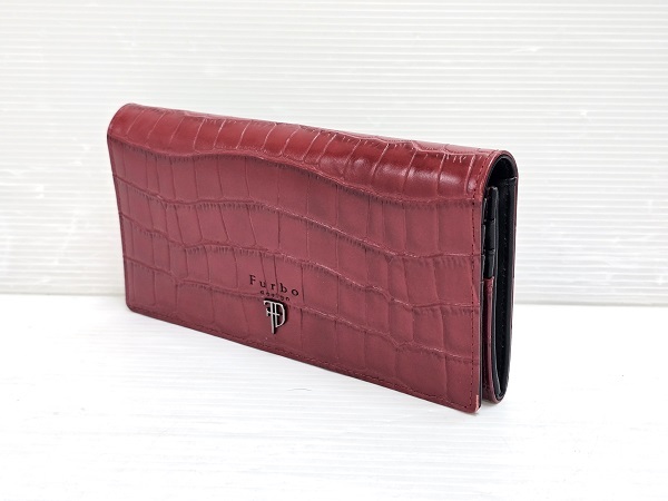 【中古品】 フルボ デザイン Furbo design 長財布 クロコ型押し レッド×ブラック 〇YR-19220〇拍卖