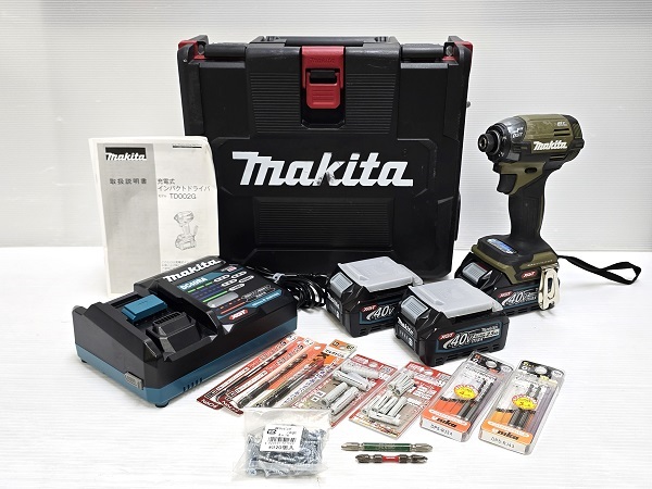 【中古品】 マキタ makita 充電式 インパクトドライバ TD002G バッテリー3個 充電器 収納ケース オリーブ ○YR-18416○拍卖