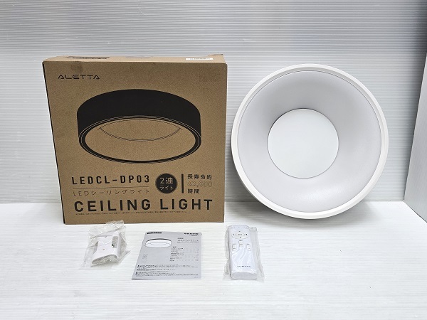 【中古未使用品】 ALETTA LEDシーリングライト LEDCL-DP03 8畳 関節照明 調光調色 常夜灯 白枠 天井照明 リビング おしゃれ ○YR-19187○拍卖