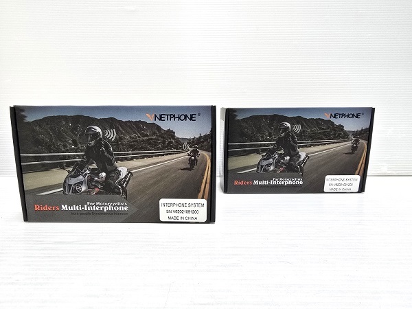 【中古未使用品】 バイク インカム 2台セット 6台ペアリング可能 Bluetooth ハンズフリー通話 タンデムトランシーバー 防水 ○YR-18364○拍卖