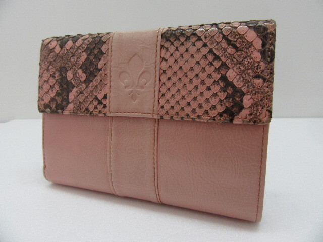 パトリック・コックス PATRICK COX 2つ折りがま口財布 ピンク パイソン エナメル ○YR-01918○拍卖