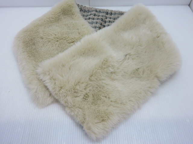 【中古品】 Hyva ヒュヴァ フェイクファーマフラー ホワイト ジャガード織 〇YR-12010〇拍卖