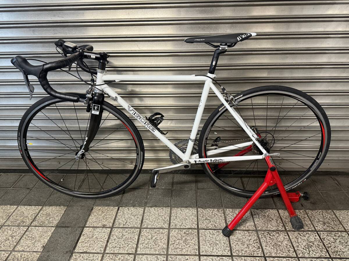 【VIGORE】クロモリレーサーフレームロードバイク105多数 2x10s 700x28c 490㎜ ホワイト拍卖