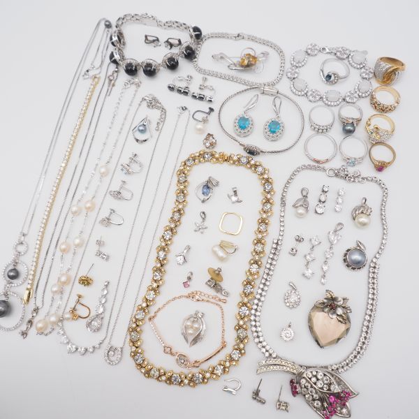 EXE1104 1円 豪華アクセサリー 大量 セット 真珠 パール CZ ネックレス ブレスレット ペンダントトップ イヤリング 指輪 等 まとめて拍卖
