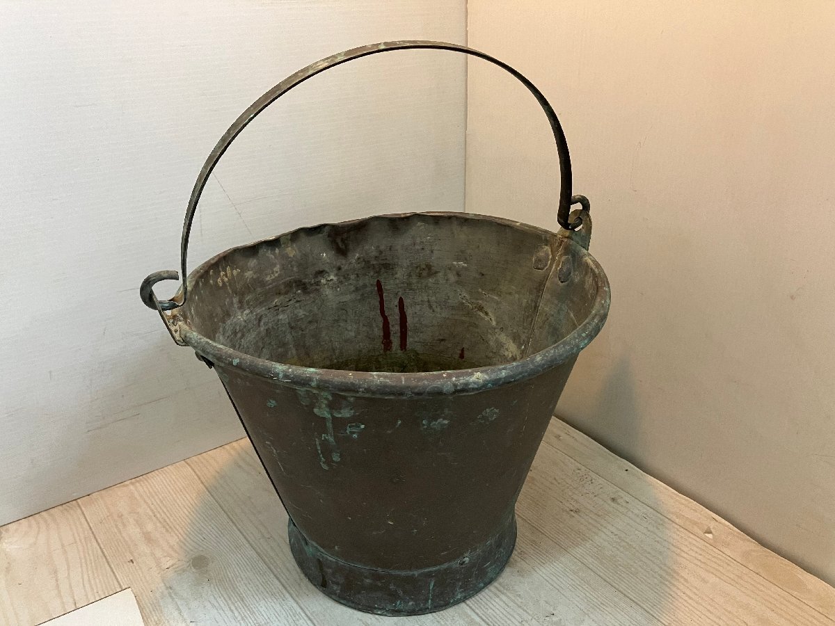 ma☆昭和レトロ 銅 バケツ インテリア雑貨 アンティーク ガーデニング 植木カバー オブジェ 古道具 古民具 ビンテージ 骨董品 レトロ アン拍卖