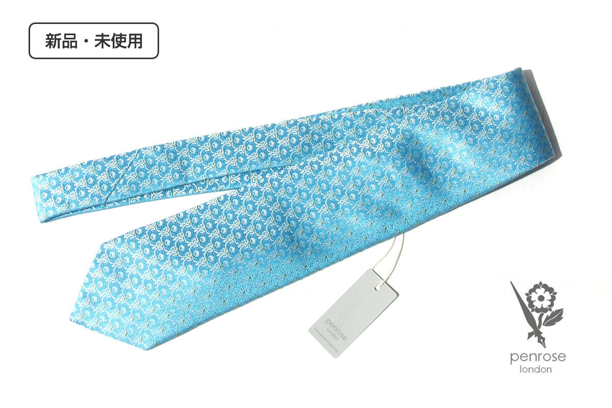送料無料★新品|未使用|ペンローズ ロンドン|penrose|フラワー柄ネクタイ|09|L.Blue Base拍卖