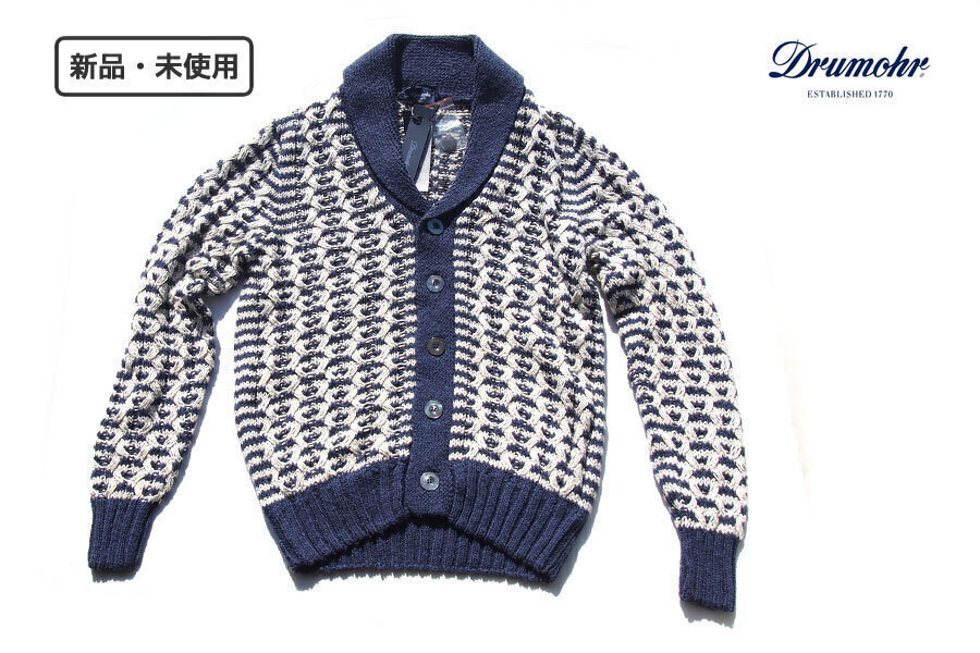 送料無料★新品|未使用|ドルモア|Drumohr|コットンリネンローゲージニット|ショールカラー カーディガン|46拍卖