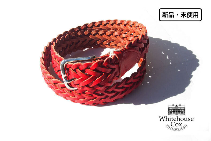 送料無料★新品|未使用|ホワイトハウスコックス|WHITEHOUSE COX|レザーメッシュベルト|85cm|P1127 PLAITED BELT拍卖