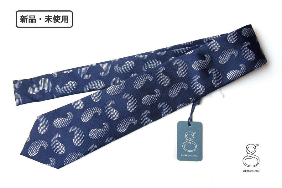 送料無料★新品|未使用|ジエレ|GIERRE|ペイズリーシルエットシルクネクタイ拍卖
