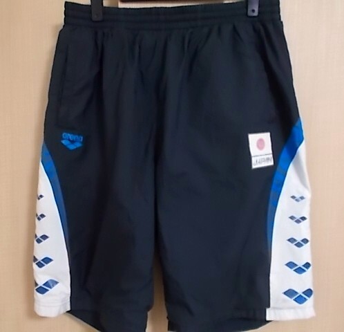 【古着正規品】水泳日本代表 支給品ハーフパンツ 紺色 アリーナ製 XAサイズ トレーニングショーツ拍卖