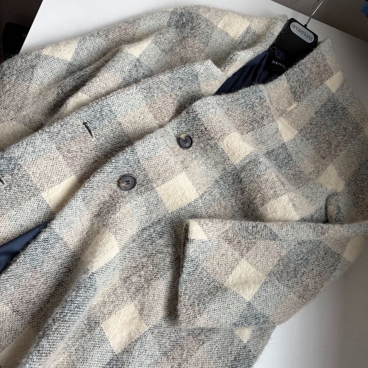 超高級美品近年 MaxMara オーバーサイズ ふんわりコート ふわふわアルパカモヘア◎ マックスマーラ Max&Co. マックスアンドコー チェック柄拍卖