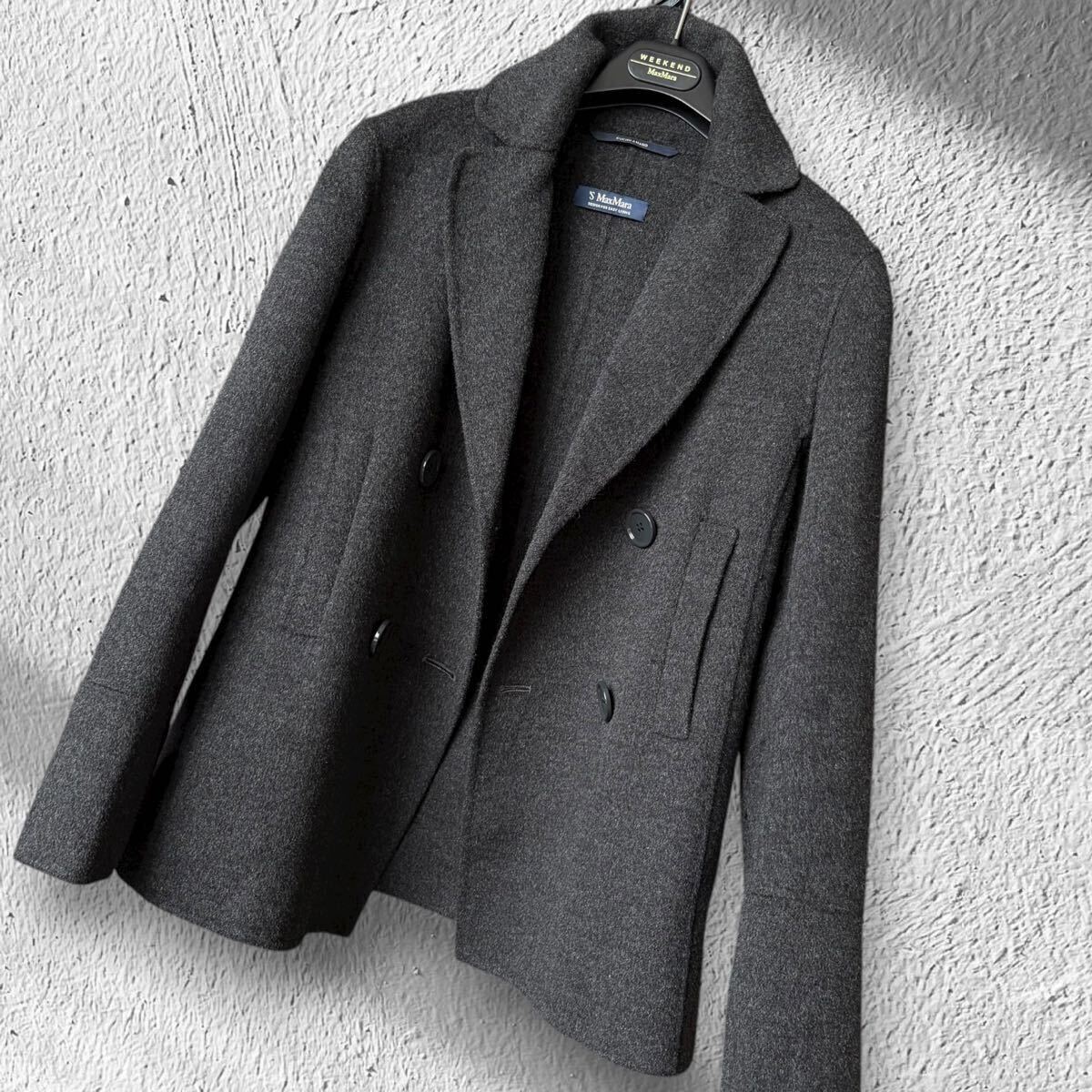 高級美品近年 MaxMara 憧れの特別手縫い一枚仕立てPコート マックスマーラ ダブルフェイス クチートアマーノ ロゴプレート ショートコート 拍卖