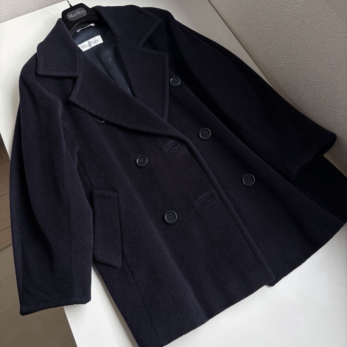 高級 マダム レブス MaxMara 101801 カシミヤウール アイコンコート ショートコート Pコート マックスマーラ イタリア製白タグ 42 ゆったり拍卖