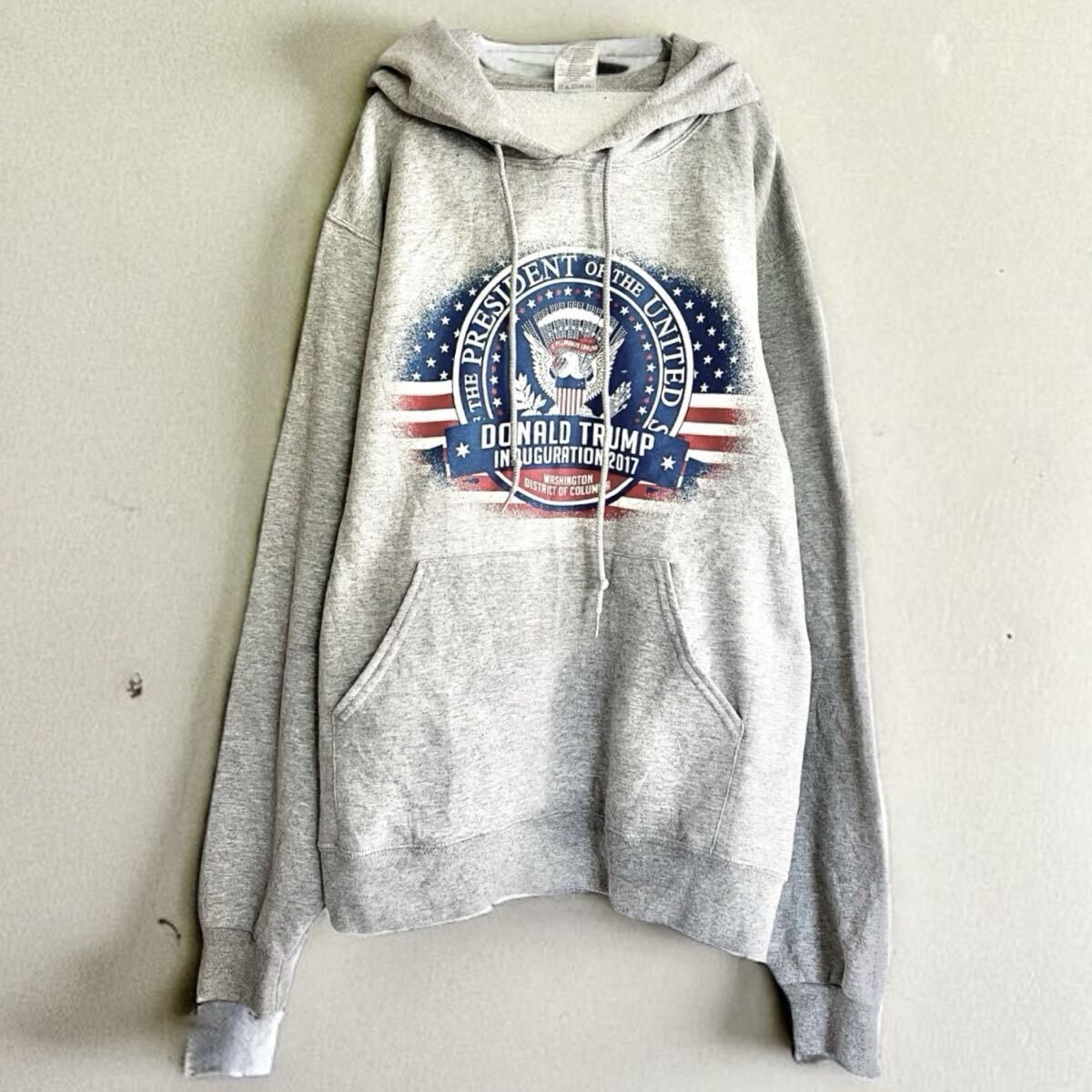 JERZEES ジャージーズ プリントパーカー フードパーカー 裏起毛 Sサイズ パーカー スウェット グレー トップス 拍卖