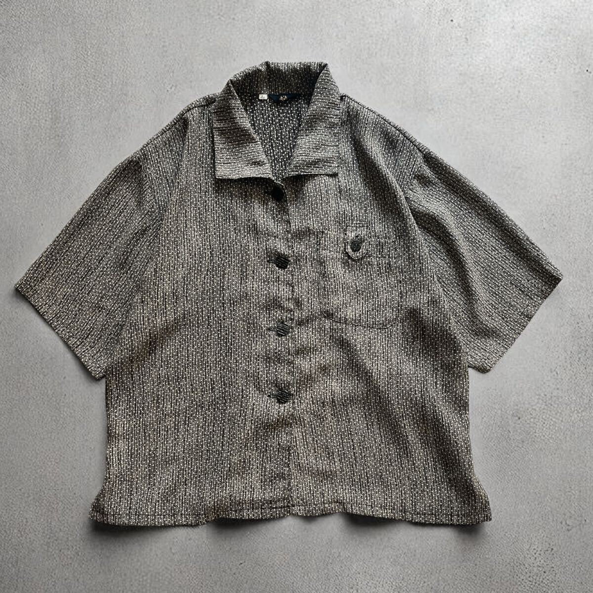 【美品】ワイドシャツ シアーシャツ Lサイズ カジュアルシャツ メンズライク シャツ 半袖シャツ 半袖拍卖