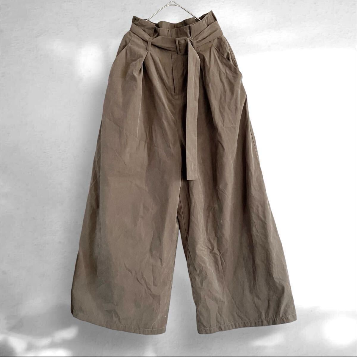 Wcloset ダブルクローゼット ハイウェスト ワイドパンツ ストレートパンツ 古着 カジュアル ウエストベルト フリーサイズ Fサイズ拍卖