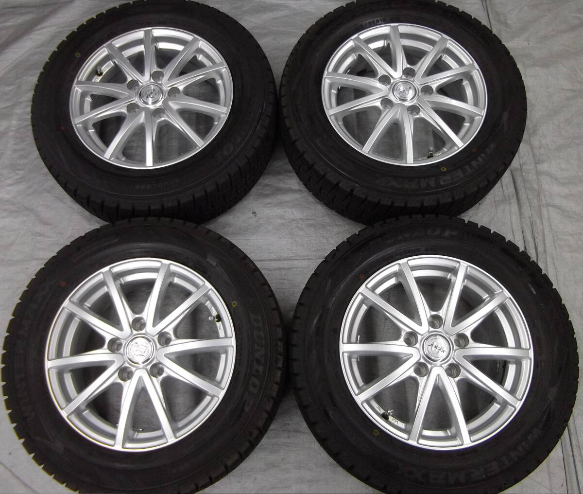 ★●2511-9 weds JOKER 6J 15in +43 PCD114.3 2022年製 ウィンターマックス WM02 195/65R15 イボ付 バリ山 美品! セレナ ノア ヴォクシー拍卖