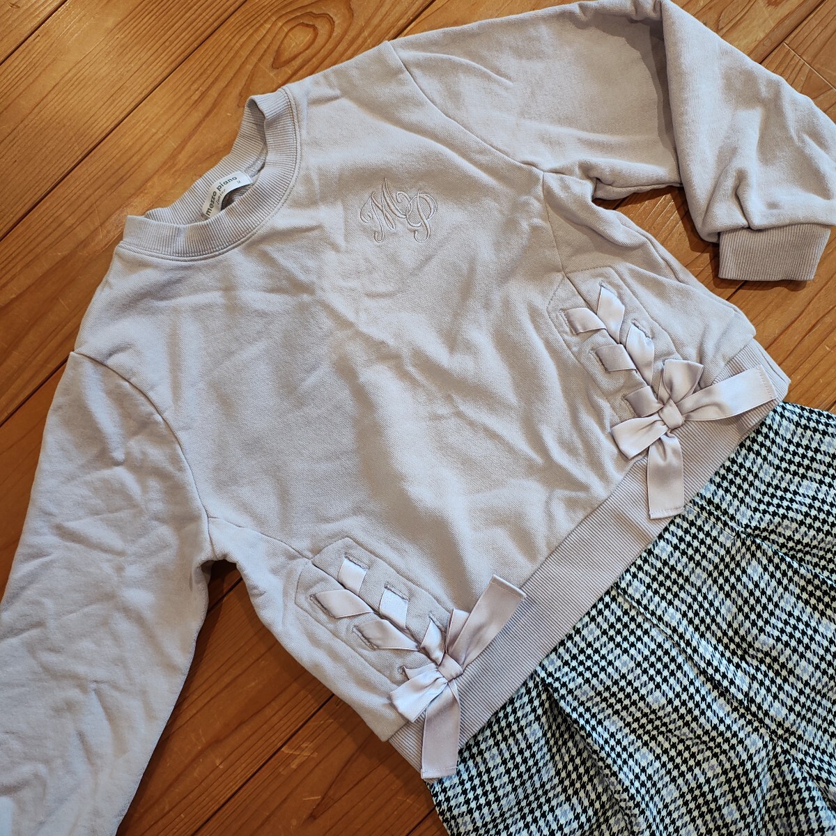 メゾピアノ mezzo piano 長袖 トレーナー リボン M 150cm 未使用拍卖