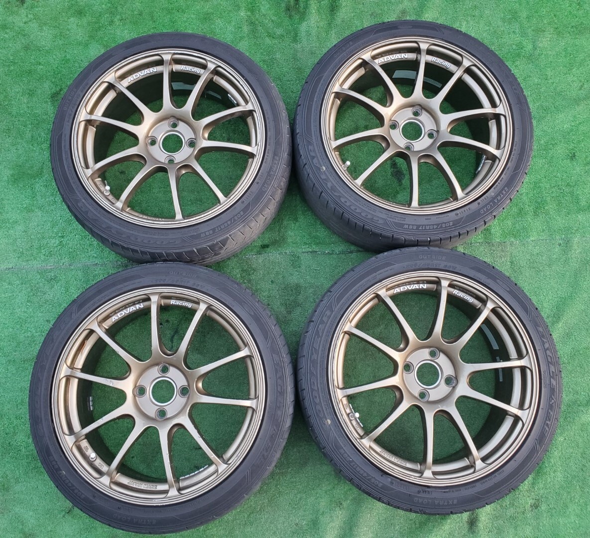 ADVAN RACING RZ 17インチ 7J +42 PCD100 4穴 ゴールド ダンロップ GOOD-YEAR EAGLE 205/45R17 ロードスター デミオ シビック ヴィッツ 拍卖