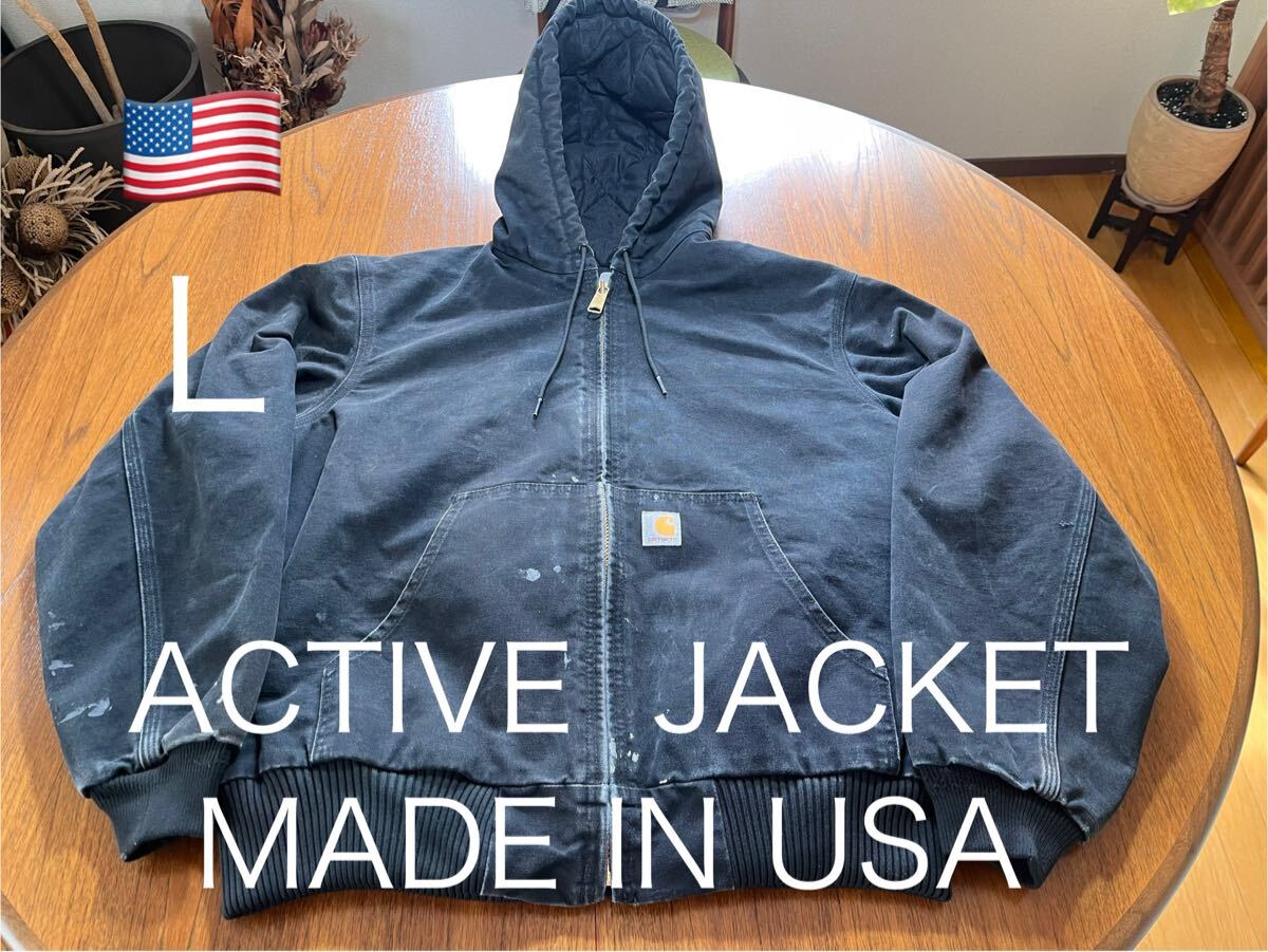 USA製! CARHARTT ACTIVE JACKET パーカー ブラック アメリカ製 MADE IN USA カーハート パーカー アクティブジャケット ダック拍卖