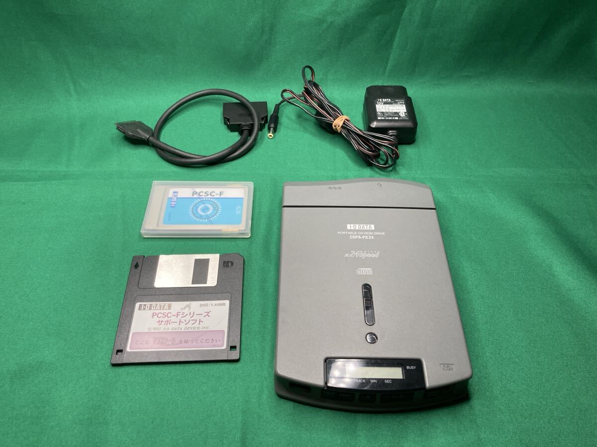 IO DATA CDPS-PX24 SCSIカード 外付け 24倍速CDドライブ 専用アダプタ/ドライバーFD PC98/Mac 動作品拍卖