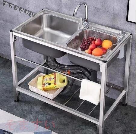 セレブ好物★高品質★ 大容量 簡単に安装★ 家庭用★ キッチンツール シンク 流し台 台所 便利 手入れが簡単 多機能 2槽シンク拍卖