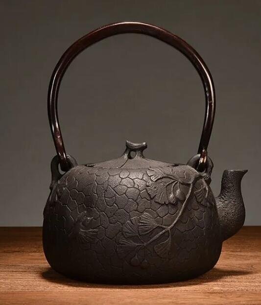 家庭用手作り水筒無コーティング古老鉄瓶アウトドアレトロ炭火焼水筒1 L拍卖