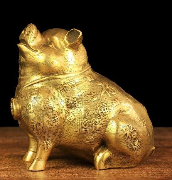 爆売★ 銅精密な細工 百福豚置物 風水置物 工芸品拍卖
