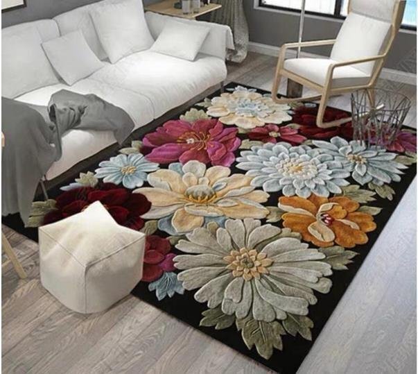 高級感満載!肌触り最高☆豪華 家庭用カーペット 玄関マット段通 シルク絨毯 手織りカーペット 花柄160cm*230cm拍卖