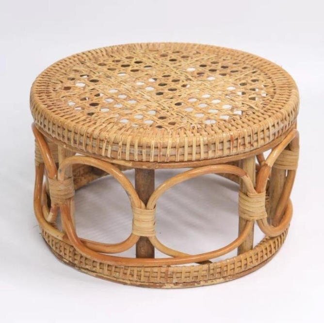 手作りワイヤー編み座りプランクレジャー用ワイヤー編み腰掛け小さな座りプランク家具用腰掛け低い腰掛け編み物丸い腰掛け子供用靴替え用拍卖