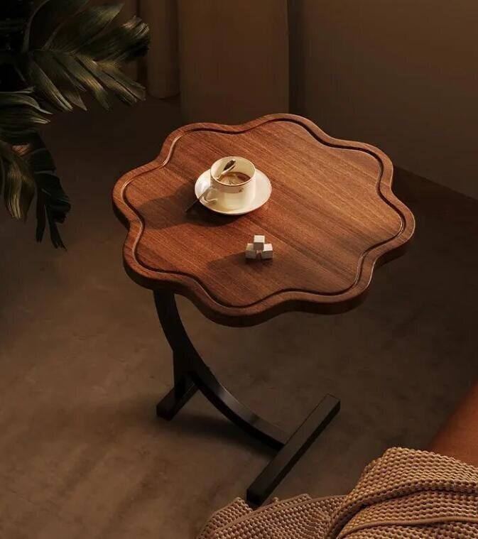 高級製品! オリジナル高級花びら雲形サイドテーブル別荘ナイトテーブルリビング北欧木製 コーヒーテーブル 贅沢拍卖