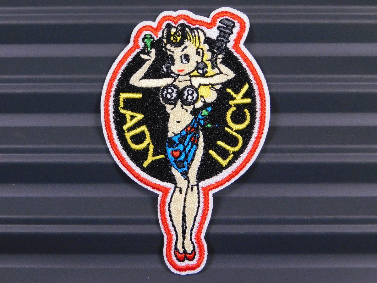 ◆送料\110◆【LADY LUCK・レディラック】※《アイロン刺繍ワッペン》 アメリカン雑貨 アイロンワッペン拍卖