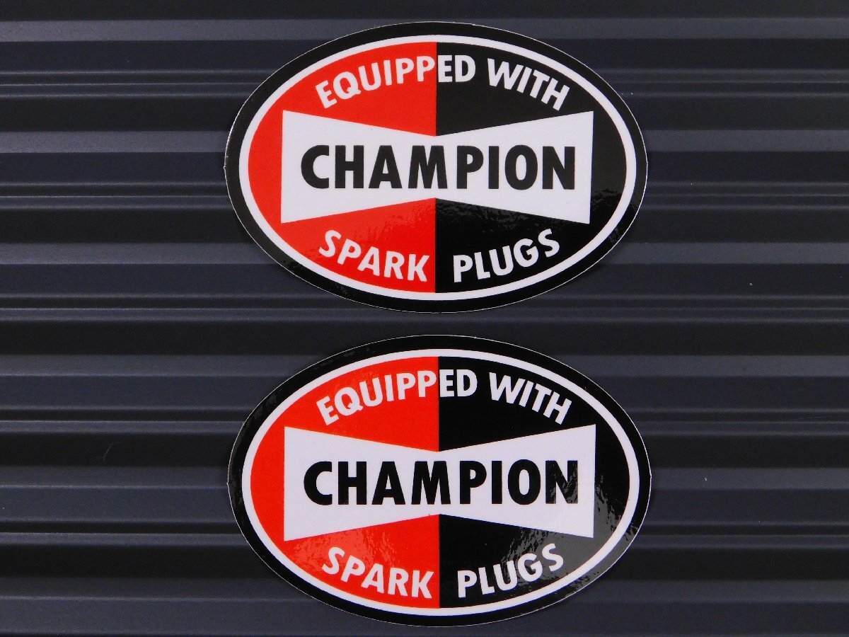 ◆送料\110◆【CHAMPION・チャンピオンプラグ】※《レーシングステッカー/2枚セット》 (品番ms001) アメリカン雑貨 ガレージ拍卖