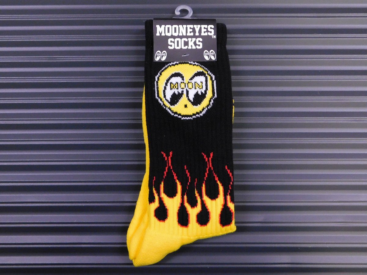 ◆送料\185◆【MOONEYES・ムーンアイズ】※《Flamin' ムーンソックス / ブラック 25~28cm》 FM199 アメリカン拍卖