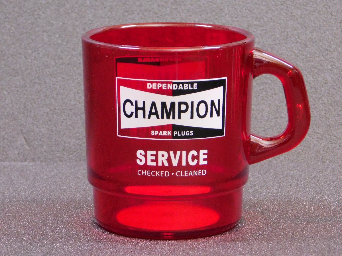 ◆送料\390◆【CHAMPION・チャンピオン】※《スタッキングマグカップ・容量330ml / クリアレッド》 プラスチック製 企業柄 アメリカン拍卖