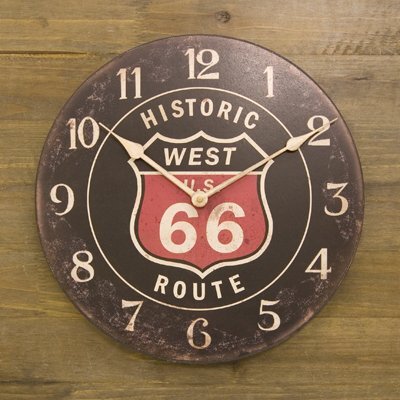 【ブラック】※《レジェクションカフェクロック・WEST US ROUTE66》 アメリカン雑貨 MDF材 木製 時計拍卖