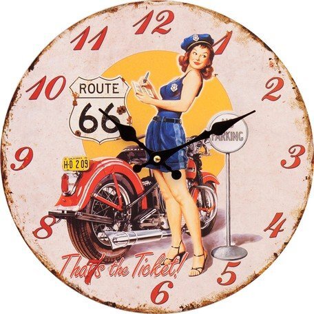 【No Parking】※《アンティークMDFクロック・Police Girl》 アメリカン雑貨 MDF材 木製 時計 ROUTE66拍卖