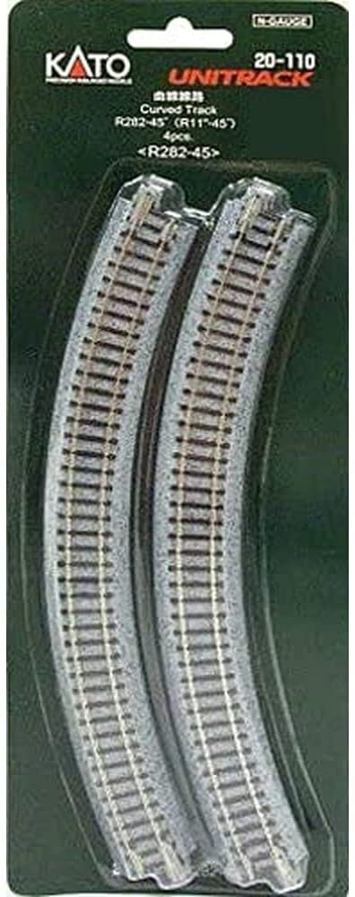 送料無料 KATO 曲線線路 R282-45° 4本入 #20-110拍卖