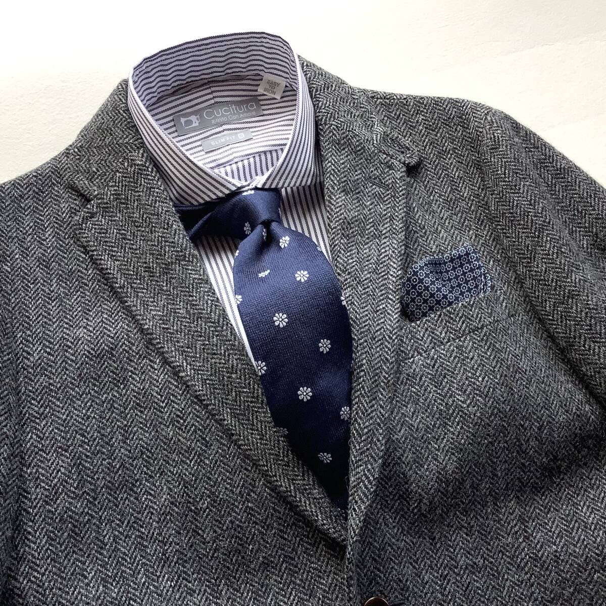 上品な秋冬感★【英】MOON×ムッシュニコル 46 ヘリンボーン テーラードジャケットSS79拍卖