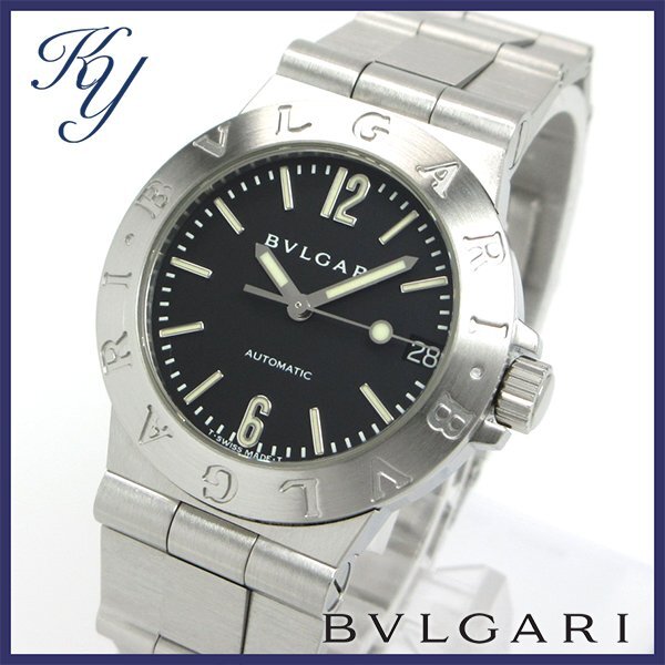 1円~ 3ヶ月保証付き 磨き済み 美品 本物 定番 人気 BVLGARI ブルガリ ディアゴノ スポーツ LCV29S 自動巻き ブラック レディース 時計拍卖