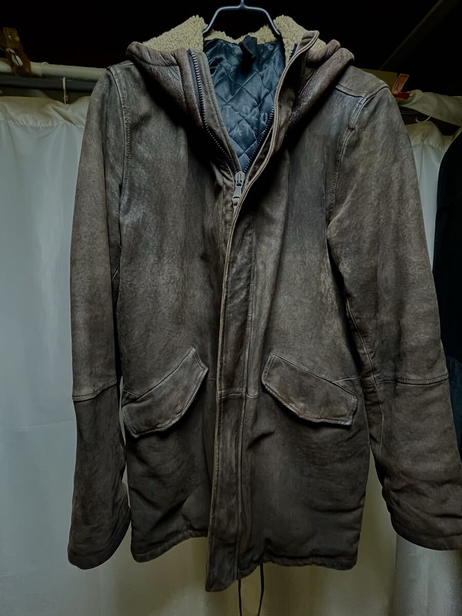 Garrett(ギャレット)レザー モッズコート サイズ50 イタリア製 こげ茶 検索 エンメティ チンクワンタ アヴィレックス バブアー拍卖