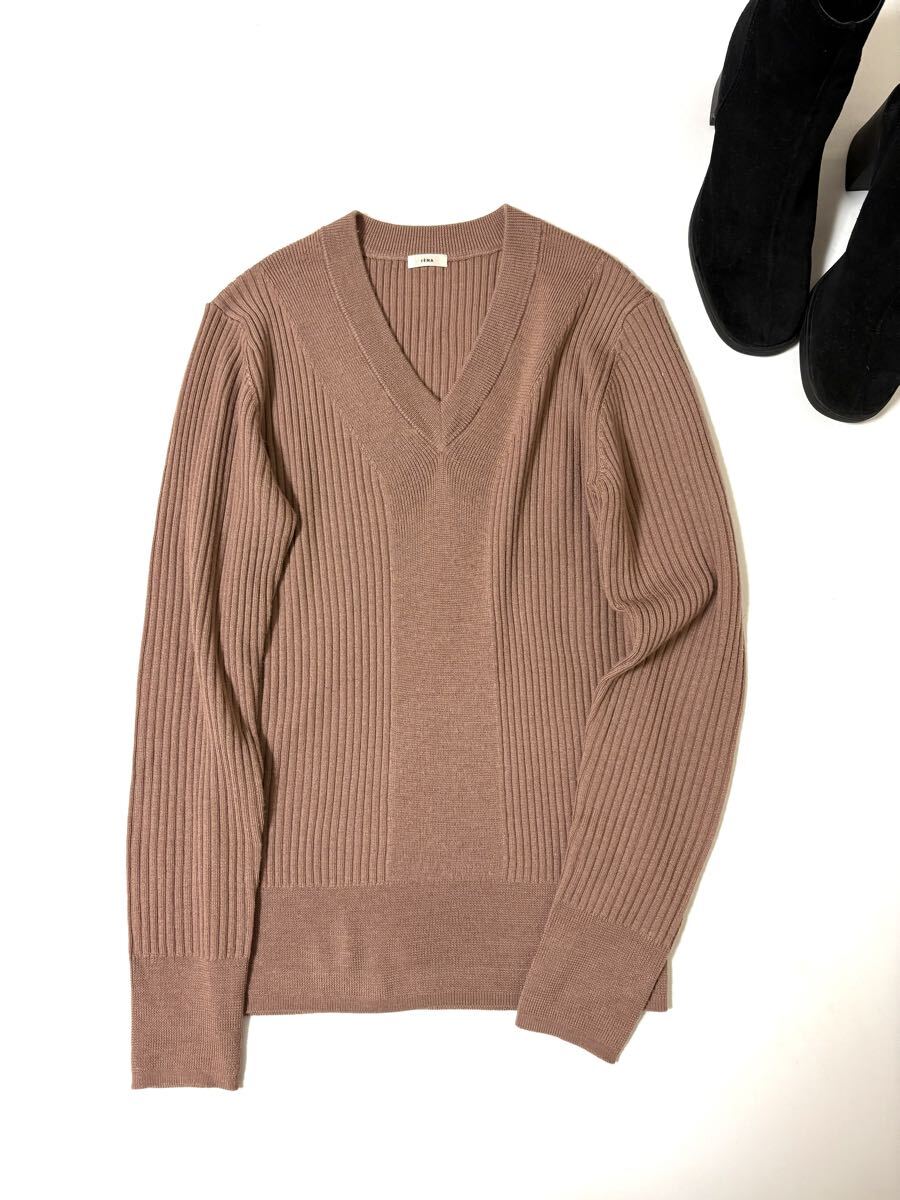 イエナ IENA エクストラ ファインメリノ リブ Vネック ニット拍卖