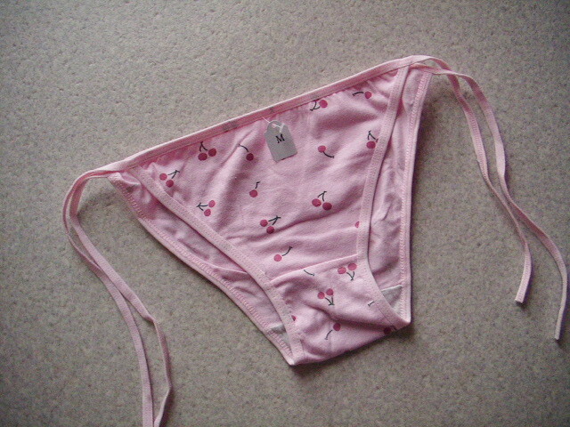 【紐パン チェリープリント紐ショーツ】◆ベビーピンク◆mm0978-4◆M◆拍卖