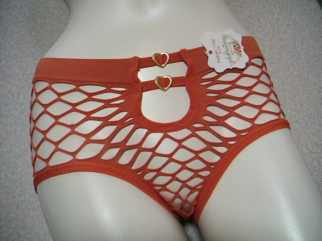 【あみあみ ネット デザイン ショーツ】◆ダークオレンジ◆m19-2◆XL◆拍卖