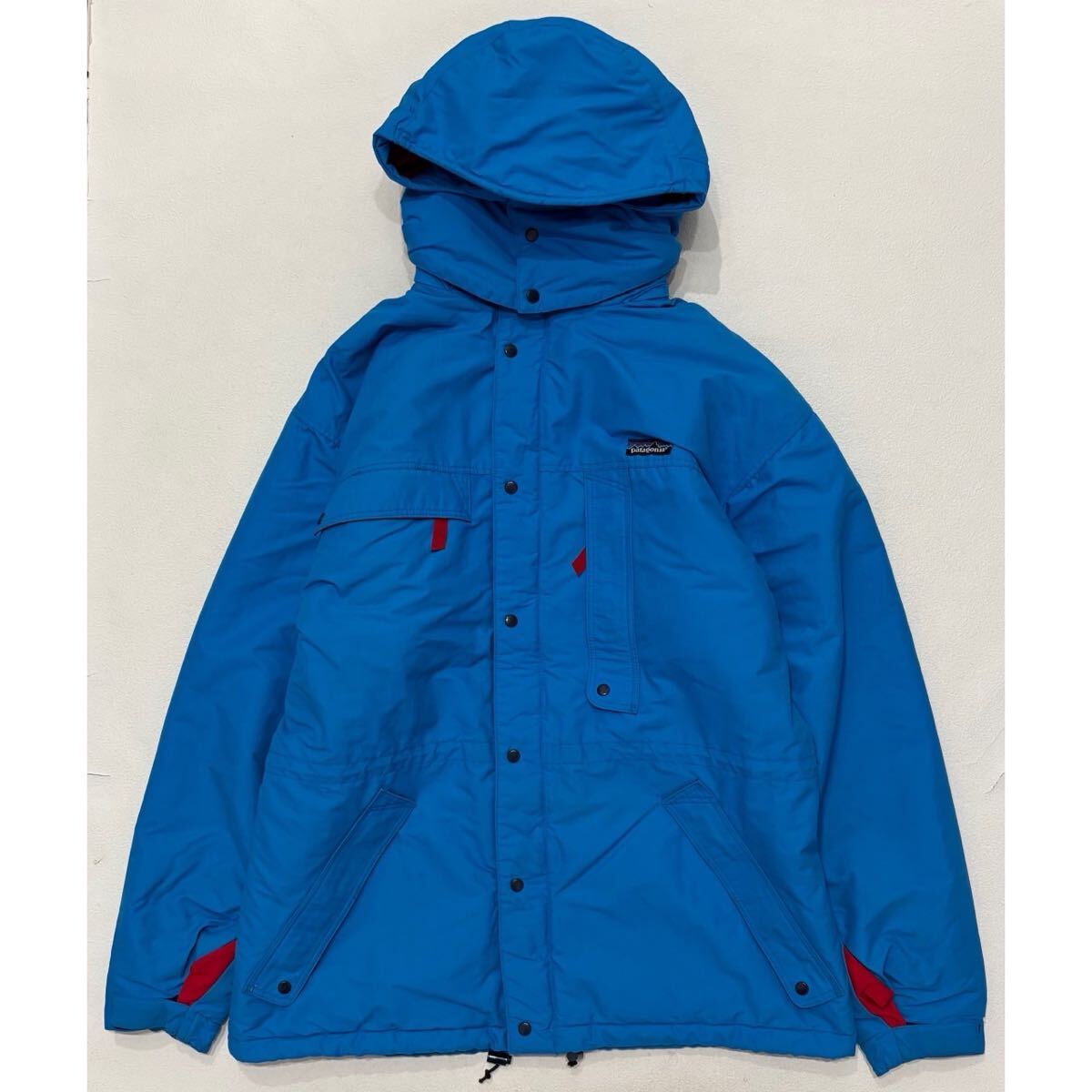 k653 patagonia 80s ビンテージ 三角タグ パデット ナイロン フーディー ジャケット M ブルー 青 中綿 パタゴニア vintage jacket拍卖