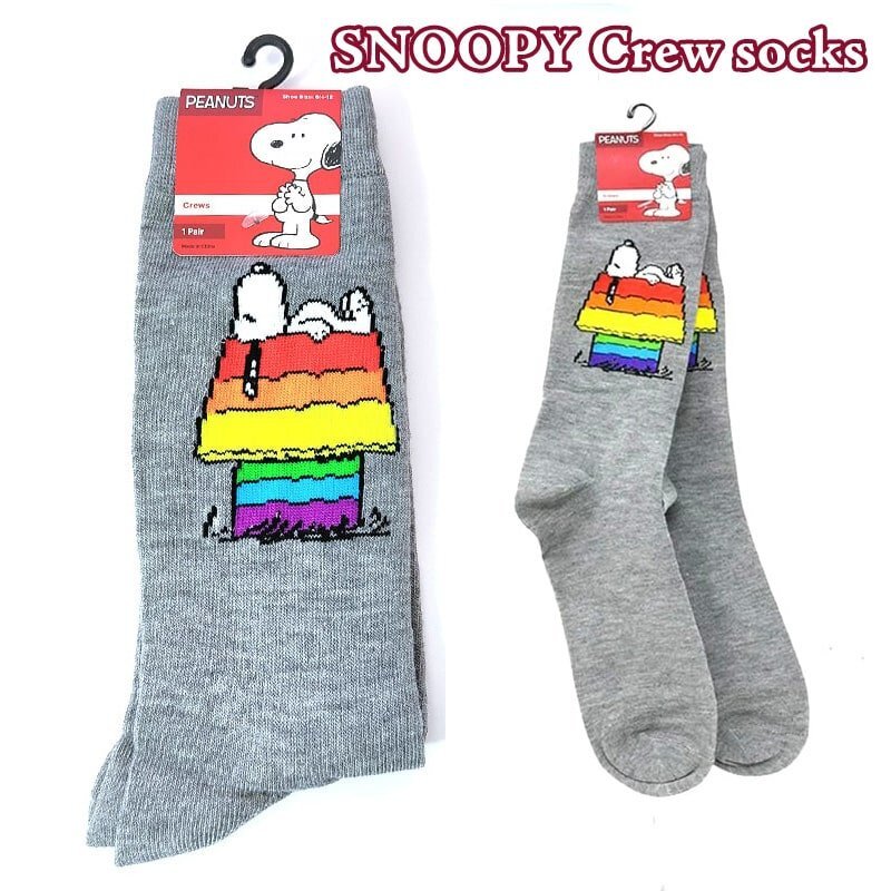 靴下 スヌーピー SNOOPY ハイクルー メンズ ソックス おしゃれ アメリカン キャラクター 雑貨 おしゃれ グレー 男性 ギフト プレゼント拍卖