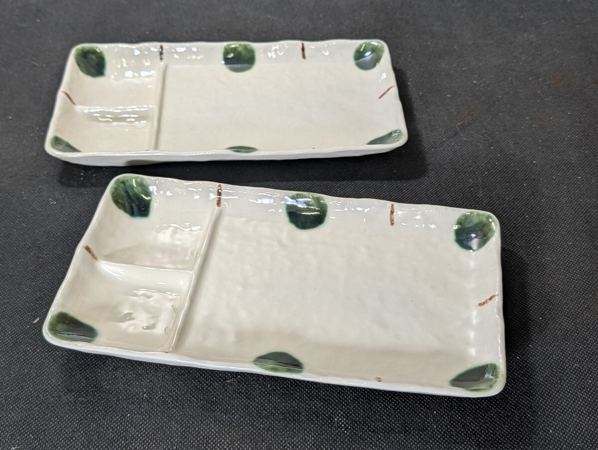 丸文 とんかつ皿 ペア 未使用 〔まとめて取引がお得⇒追加送料無し〕/中皿/長角皿/仕切皿/食器/陶磁器/拍卖