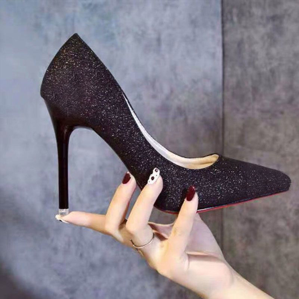 ☆ ブラック(ヒール10cm) ☆ 39(24.5cm) ☆ ウエディングシューズ pky2c パーティー パンプス 結婚式 ハイヒール ポインテッドトゥパンプス拍卖